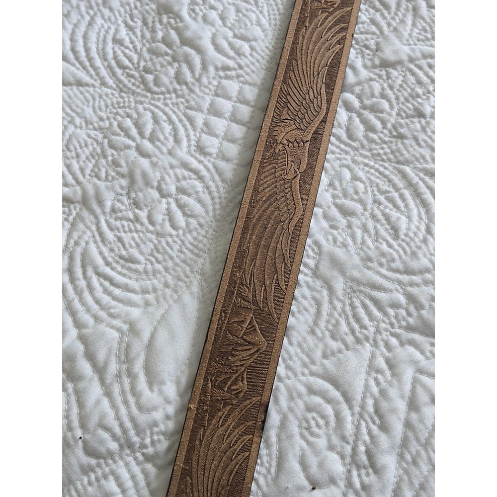 VTG Leather Belt Blank Hand Tooled Mens 46 Eagles Wings Made In USA